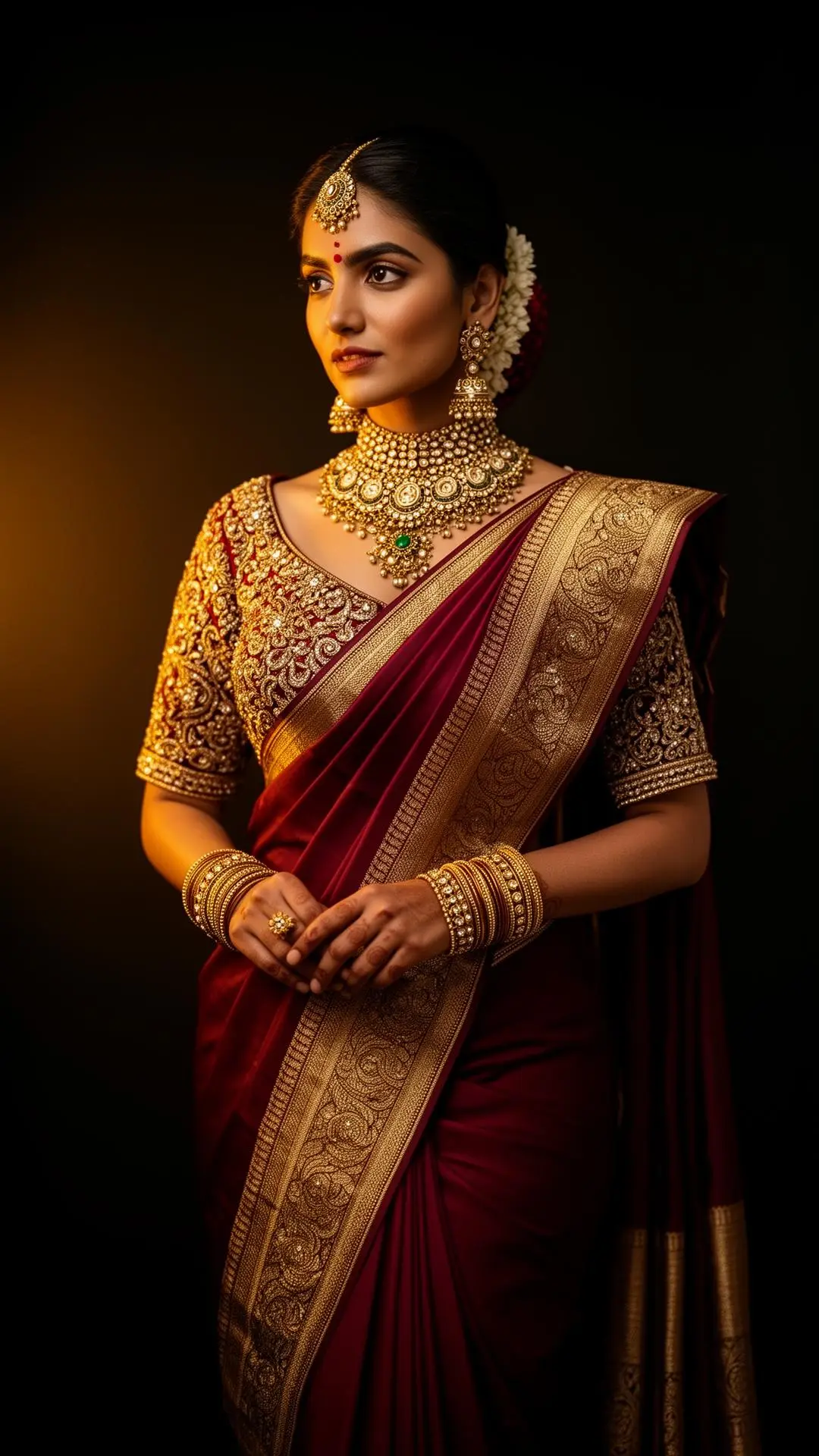 Bride in maroon kanjivaram