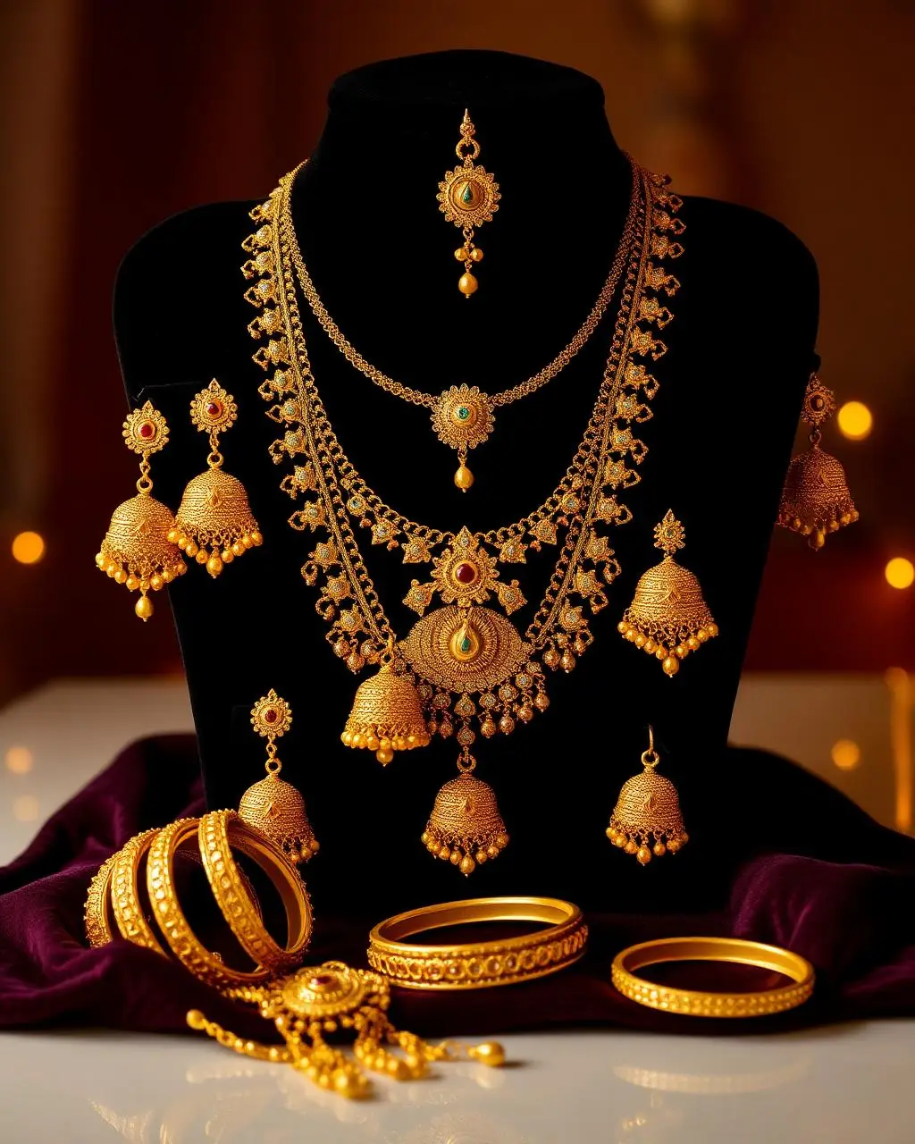 1 gram gold bridal jewellery set