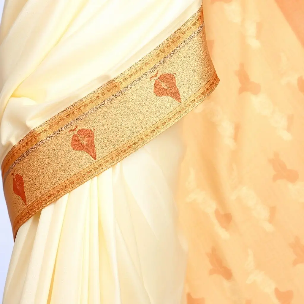 Mysore crepe silk saree with fine gold zari border