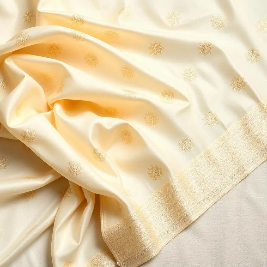 Ivory tissue zari saree with gold border
